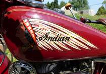 Indian, Tankemblem an einem Oldtimer, der US-amerikanische Motorradhersteller wurde 1901 gegr�ndet, juli 2013 