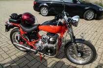 Wodie Diesel, Einzelstck eines Diesel-Motorrades Baujahr 2013, mit italienischem 2-Zyl.Diesel-Motor, gesehen im Schwarzwald, Sept.2013