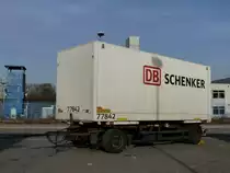 DB SCHENKER Wechselbrcken Anhnger mit Wechselkoffer Nr.77842 in Herten am 17,01,2012