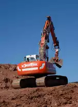 Vorwerk-Bagger eingesetzt an der Midal-Gasleitungstrasse in 36100 Petersberg-Marbach, September 2013