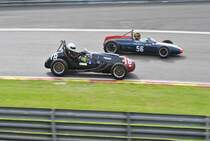 Zweikampf bei Historic Grand Prix Cars, Spa 6h Classic am 21.9.2013
Nr.:18 I NUTHALL (GB)auf COOPER BRISTOL
Nr.:56 J EVANS (GB) COOPER T56