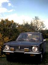 Luxemburg, Esch-sur-Sre, Toyota Corolla E20, 1970-1978 gebaut. Scan eines meiner Dias aus dem Jahr 1973.