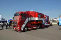 Ein Simulator auf einem MAN D20 Comonrail TGA 18.430 Sattelzug. Auf der ILA- Flugschau in Berlin-Sch�nefeld  am 14.09.2012.