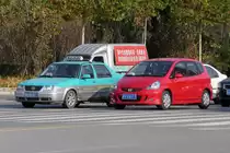 VW Jetta Taxi und Honda Jazz in Shouguang, 20.11.11