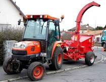 Kubota ST V 32 der Gemeindeverwaltung Petersberg, eingesetzt bei Baumfllarbeiten in 36100 Petersberg-Marbach im Januar 2014