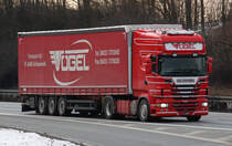 Scania R500 der Spedition Vögel aus Liechtenstein unterwegs auf der BAB 6 bei Neuendettelsau, 13.03.2013