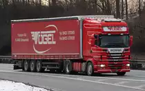 Scania R500 der Spedition Vögel aus Liechtenstein unterwegs auf der BAB 6 bei Neuendettelsau, 13.03.2013