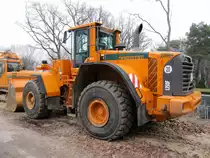 Volvo Radlader L150F auf der Freybrücken-Baustellen in Berlin-Spandau am 19.01.2014