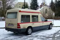 Heckansicht des Mercedes Krankenwagen , Doberlug-Kirchhain 20.02.2013