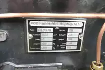 Ursus C45, Typenschild an einem polnischen Nachbau des legendren Lanz-Bulldog, mit interessanten Angaben (Baujahr, Ort), Jan.2014