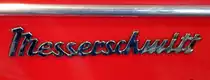 Messerschmitt, Schriftzug an den beiden Seiten des Kabinenrollers aus Regensburg, M�rz 2013