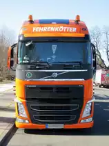 Volvo FH 460 der Fa.Fehrenkötter am 08.03.2014 in Berlin-Spandau , Frontansicht.