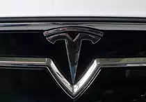 Tesla Motors, K�hleremblem der 2003 gegr�ndeten US-amerikanischen Autofirma f�r Elektrofahrzeuge, M�rz 2014  