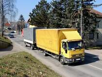 IVECO EuroCargo-tector mit Zweiachshänger im Gütersammelverkehr; 140314
