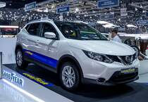 Nissan Qashqai II, Modelljahr 2014. Aufnahme: Autosalon Genf am 14.03.2014