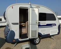 aktion 361PD, Wohnwagen der Firma Adria, ausgestellt zur Freizeitmesse in Freiburg, Mrz 2014