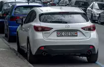 Rückansicht des neuen (ab 2013) Mazda 3. Foto: 15.03.2014.