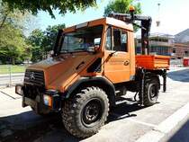 UNIMOG U90-turbo ist in Ried im Baustelleneinsatz; 140521
