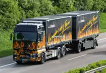 MAN TGA XXL Hängerzug von  Schmid  unterwegs auf der A6 bei Crailsheim, 06.05.2014