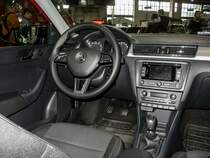 Interieur des Skoda Rapid (die höchste Ausstattungsvariante). Foto: Auto Motor und Tuning Show am 23.03.2014.
