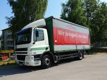 DAF CF 75.360 im Einsatz für RailCargoAustria (wir bringen´s zur Bahn) ist in Bulgarien gemeldet, und wartet am Bahnhofsgelände in Ried i.I.auf die nächste Fahrt; 140619