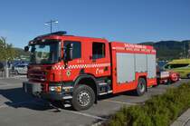 Löschfahrzeug  der Salten  Brann IKS bei einer Übung am Hafen von Fauske beobachtet am 28.06.2014.