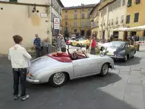 Porsche´s beim Auto-Corso „Mille Miglia“ in Lucca, Foto am 17.5.2014
