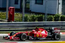 Ferrari 2014-er Formula 1 Rennwagen auf dem Hungaroring am 25.07.2014.