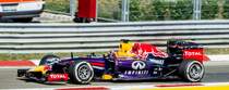 Red Bull Racing 2014-er Formula 1 Rennwagen auf dem Hungaroring am 25.07.2014.