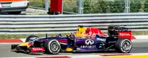 Red Bull Racing 2014-er Formula 1 Rennwagen auf dem Hungaroring am 25.07.2014.