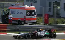 Force India 2014-er Formula 1 Rennwagen auf dem Hungaroring am 25.07.2014.