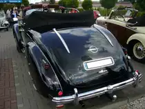 Heckansicht eines Opel Admiral Hebmüller Cabriolet. 1938 - 1939. Hebmüllertreffen am 24.08.2014 in Meerbusch.