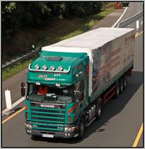 Scania Topline 164L \8/ 480PS am 02.09.08 bei Ldenscheid.
