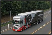 SCANIA R420 aus Ldenscheid. Interessant ist der neue Auflieger von BERGER aus sterreich. (02.09.2008)