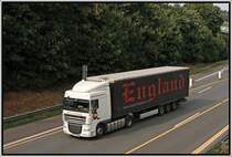 DAF XF 105 der Spedition  Tim van Vlaandern . Laut Kennzeichen ist der Lkw in Ungarn zugelassen, aber der Besitzer msste ein Belgier sein. (02.09.2008)

