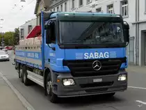 Mercedes Actros unterwegs in Biel am 20.09.2014
