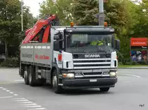 Scania 124 G 480 unterwegs in Nidau am 19.09.2014
