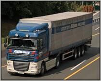 DAF XF105.460SC  SpaceCab  der Spedition Althaus aus Kreuztal ist bei Ldenscheid auf dem Heimweg. (02.09.2008)