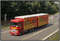 RENAULT M A G N U M mit 440 PS der Spedition SLLNER ist bei Ldenscheid Richtung Sden unterwegs. (02.09.2008)