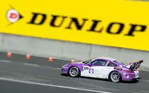 Mitzieher beim Porsche Cup France #109 , Porsche 911 GT3 Type 991, beim Training zum Vorrennen der 24h von Le Mans 2014. Tilt Shift (Miniatureffekt) bearbeitet.