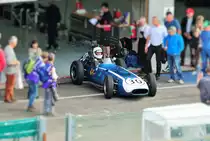 Formel 1, SCARAB Offenhauser, Bj.1960, ccm 2500, Fahrer BRONSON Julian (GB),in der Boxengasse  beim Rennen der Historic Grand Prix Cars Association am 20.Sep. 2014 in Spa Francorchamps. Tilt-Shift (Miniatureffekt) bearbeitet