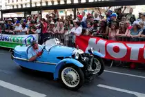 Morgan Dreirad bei der 20. Fahrerparade am 13.6.2014, zur 82. 24h Le Mans  