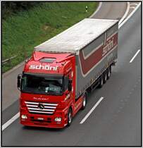 SCHNI yes, we can! Ein schweizer Actros 1846 fhrt durch das Sauerland Richtung Sden. (09.05.2008)
