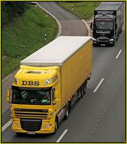 Ein polnischer DAF XF 105 ist Richtung Sden unterwegs.