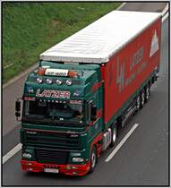 DAF XF95.480 der sterreichischen Spedition LATZER ist bei Ldenscheid auf dem Weg in Richtung Sden. (05.09.2008)