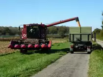 Case 2166, beim Entladen von Krnermais, Okt.2014