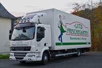 . DAF LF Kastenaufbau, abgestellt auf einem Parkplatz am 01.11.2014.