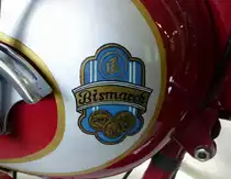 Bismarck AG Fahrradwerke, Logo am Tank eines Leichtmotorrades von 1949, die Firma baute von 1904-56 Fahrr�der und Motorr�der, Nov.2014