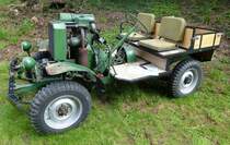 BTC Jeep-Diesel, Allzweck-Schlepper der Bayerischen Transportfahrzeuge Company GmbH Mnchen, Baujahr 1949, 1-Zyl.Deutz-Diesel, 11PS, Allradantrieb, Partenkirchner Oldtimer Treffen, Aug.2014