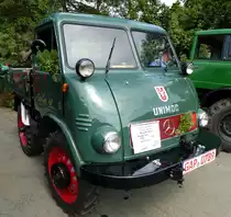 Unimog 401, Baujahr 1956, 25PS, mit diesem Typ begann die Gro�serienfertigung bei Mercedes in Gaggenau, Partenkirchner Oldtimer Treffen, Aug.2014